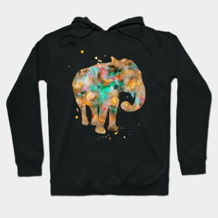 Elephant Watercolor Painting Gold Hoodie